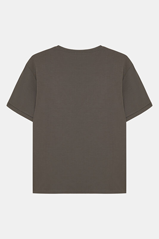 Gri Bisiklet Yaka Erkek T-Shirt 2