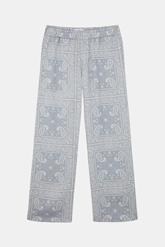 Relax Kalıp Mavi Wide Leg Liyosel Erkek Pantolon