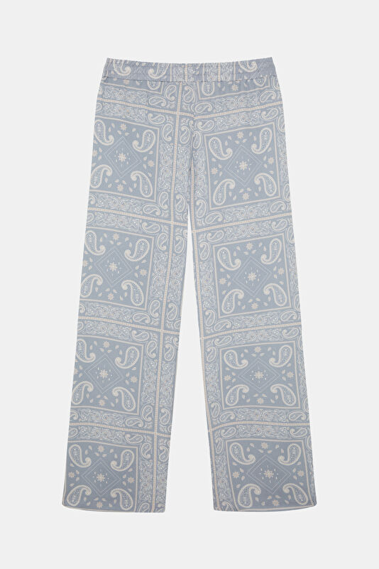 Relax Kalıp Mavi Wide Leg Liyosel Erkek Pantolon 2