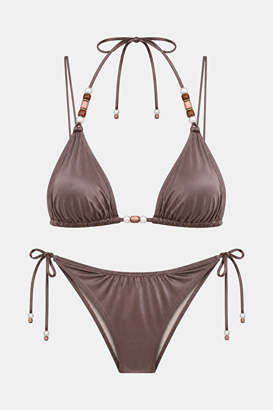 Brown Lace-Up Women's Bikini