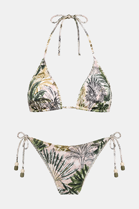 Multicolored Patterned Lace-Up Women's Bikini