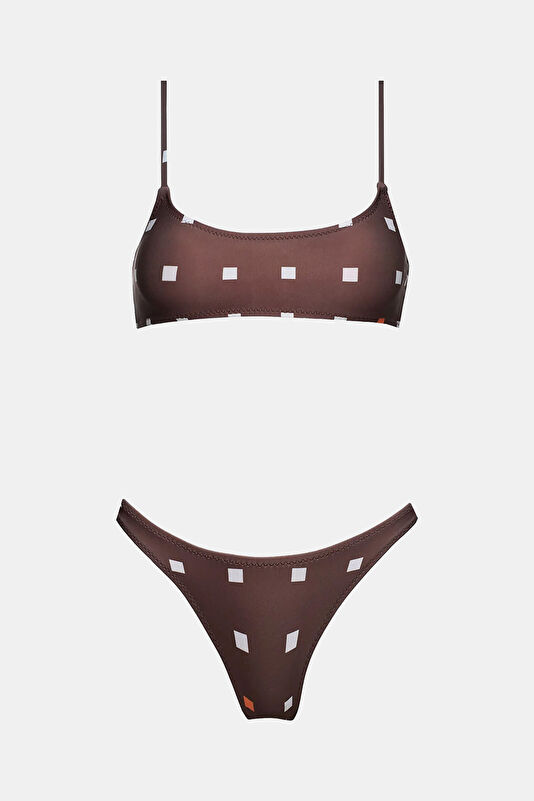 Kahve Desenli Kadın Bikini