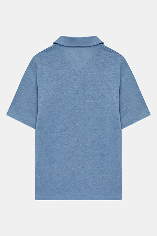 Men's Relaxed Fit Blue Crew Neck T-Shirt 2