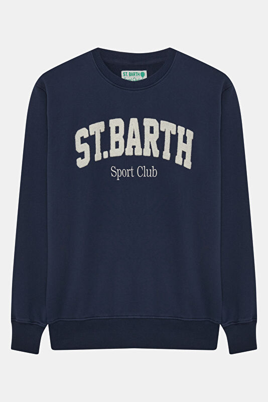 Lacivert Relax Kalıp Bisiklet Yaka Erkek Sweatshirt