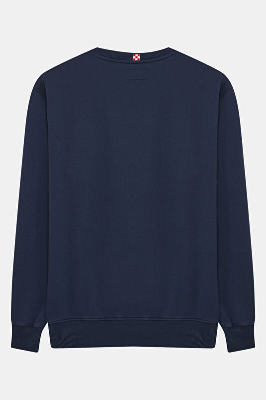 Lacivert Relax Kalıp Bisiklet Yaka Erkek Sweatshirt 2