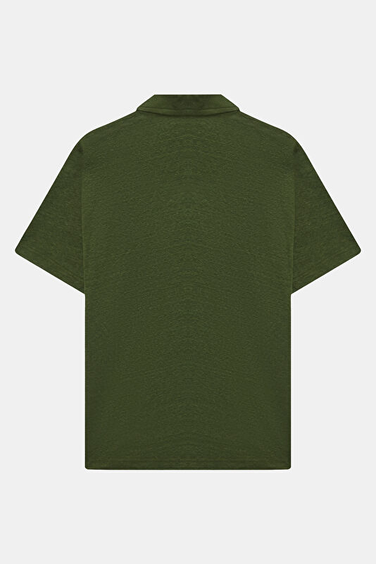 Relax Kalıp Haki Polo Yaka Erkek T-Shirt 2