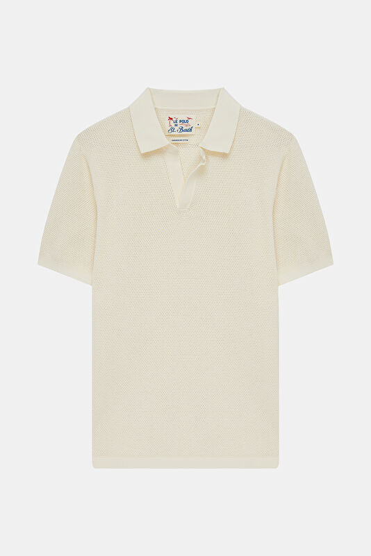 Men's Relaxed Fit Cream Polo Neck T-Shirt