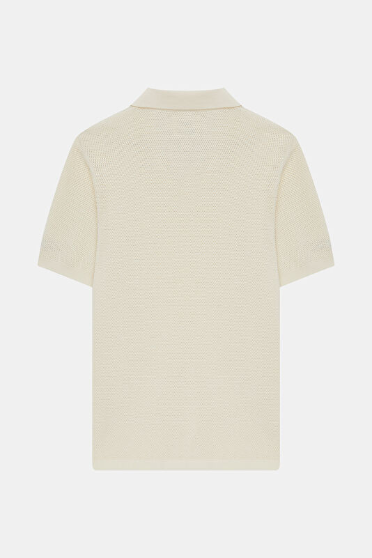 Men's Relaxed Fit Cream Polo Neck T-Shirt 2