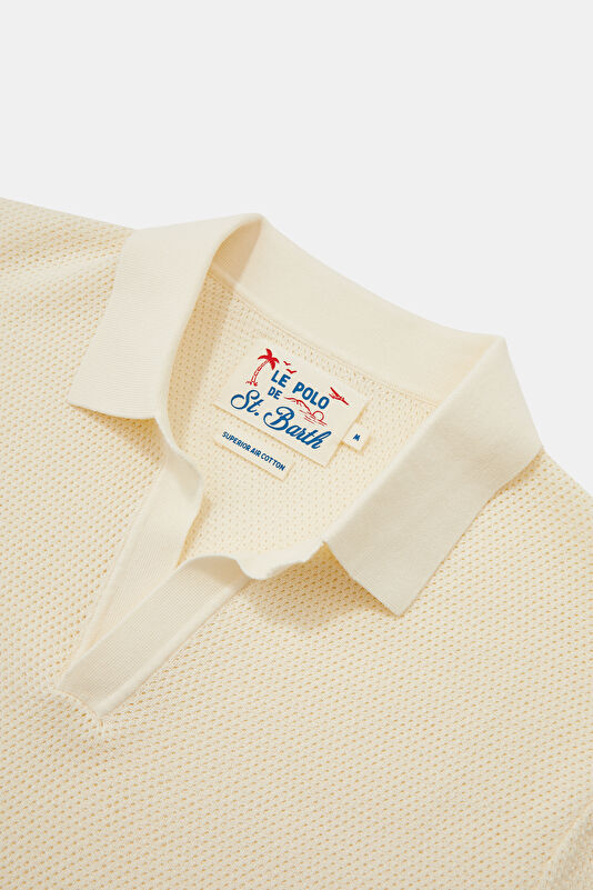 Men's Relaxed Fit Cream Polo Neck T-Shirt 3