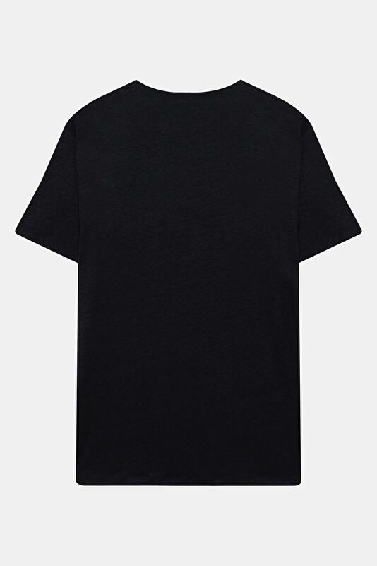 Relax Kalıp Kahve Bisiklet Yaka Baskılı Erkek T-Shirt 2