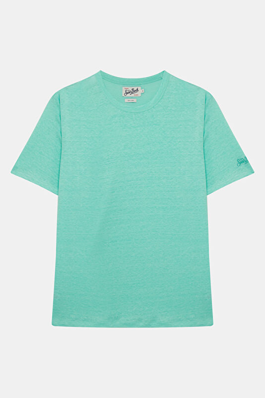 Relax Kalıp Su Yeşili Bisiklet Yaka Erkek T-Shirt