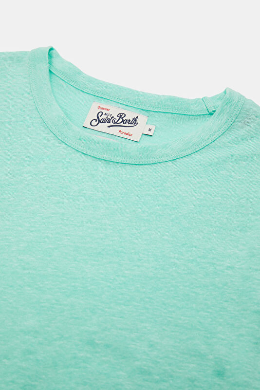Relax Kalıp Su Yeşili Bisiklet Yaka Erkek T-Shirt 3