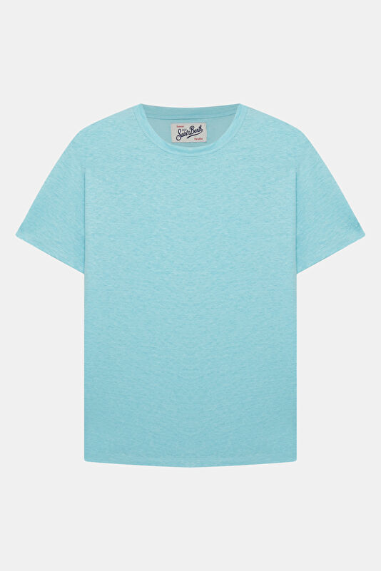 Relax Kalıp Turkuaz Bisiklet Yaka Erkek T-Shirt