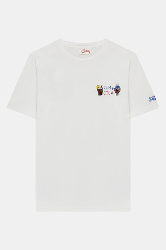 Relaxed-Fit White Crew Neck Printed Men's T-Shirt