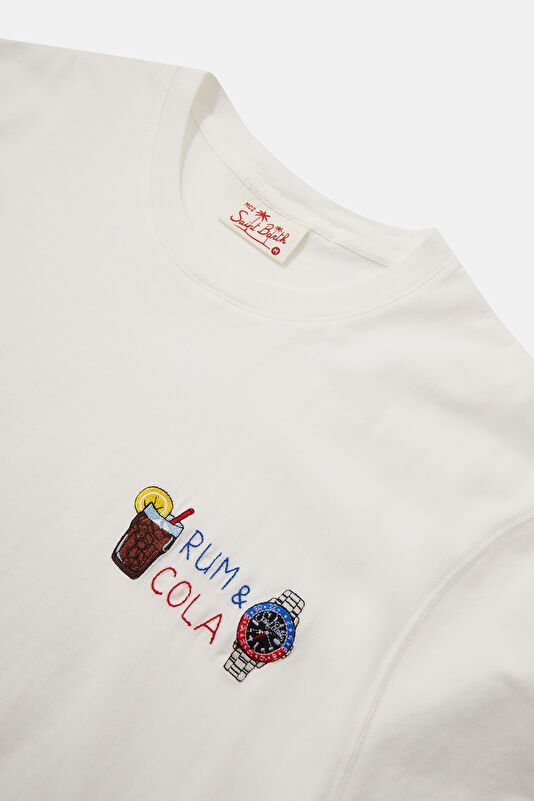 Relaxed-Fit White Crew Neck Printed Men's T-Shirt 3