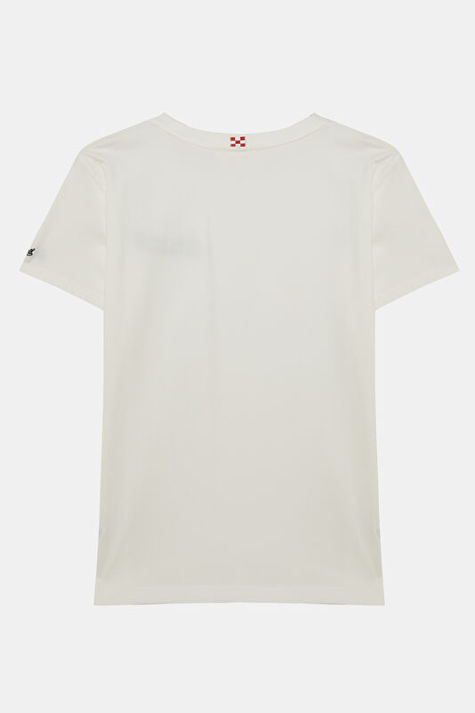 Relax Kalıp Beyaz Bisiklet Yaka Baskılı Erkek T-Shirt 2