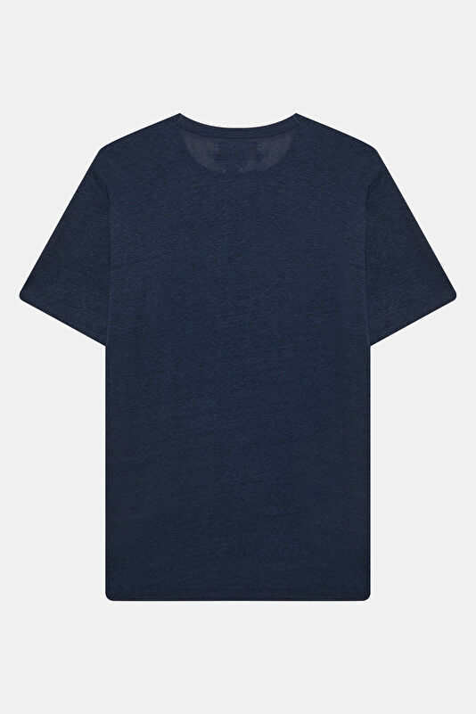 Relax Kalıp Lacivert Bisiklet Yaka Erkek T-Shirt 2