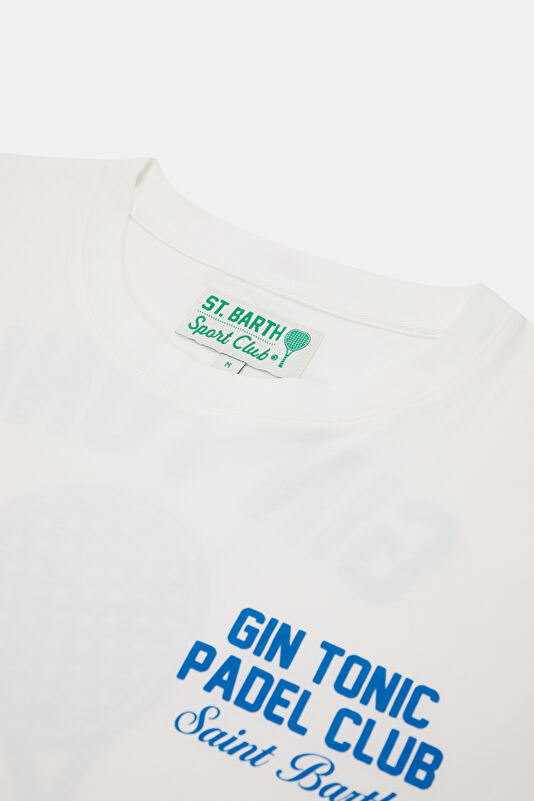 Relax Kalıp Beyaz Bisiklet Yaka Baskılı Erkek T-Shirt 3