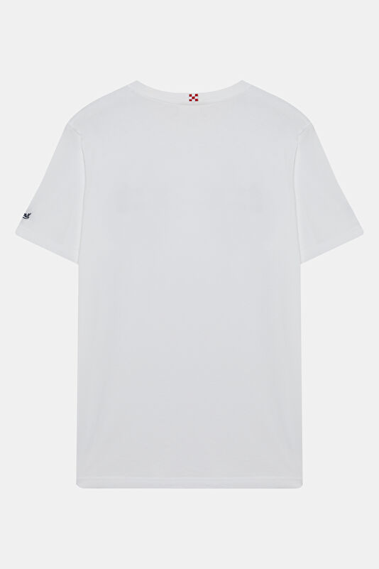 Relax Kalıp Beyaz Bisiklet Yaka Baskılı Erkek T-Shirt 2