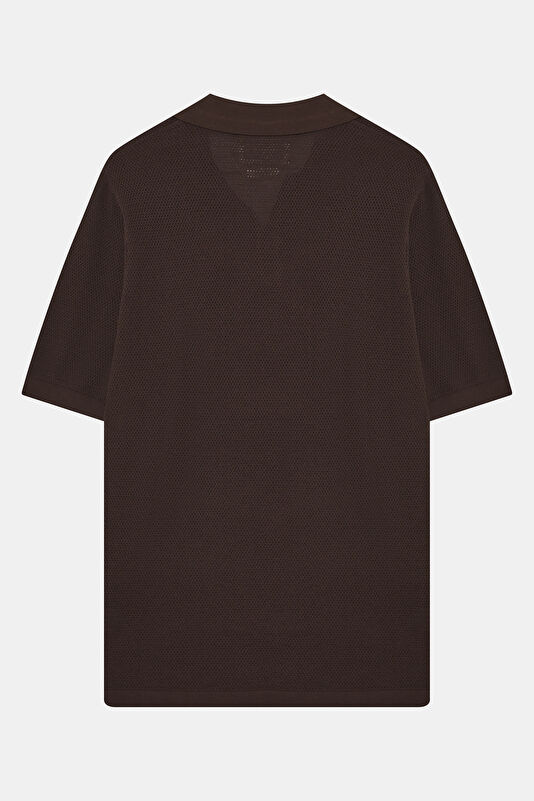 Relax Kalıp Kahve Polo Yaka Erkek T-Shirt 2