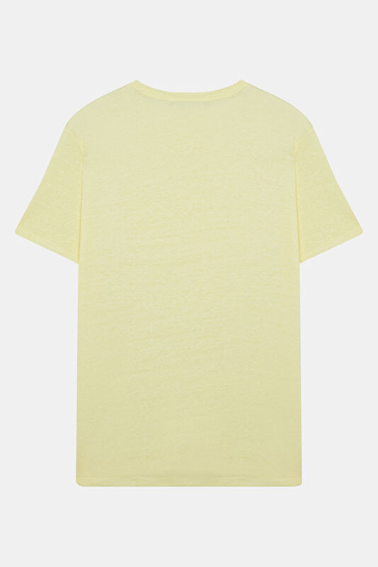 Relax Kalıp Sarı Bisiklet Yaka Erkek T-Shirt 2