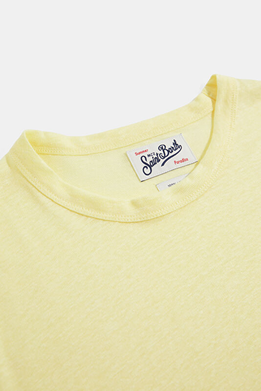 Relax Kalıp Sarı Bisiklet Yaka Erkek T-Shirt 3