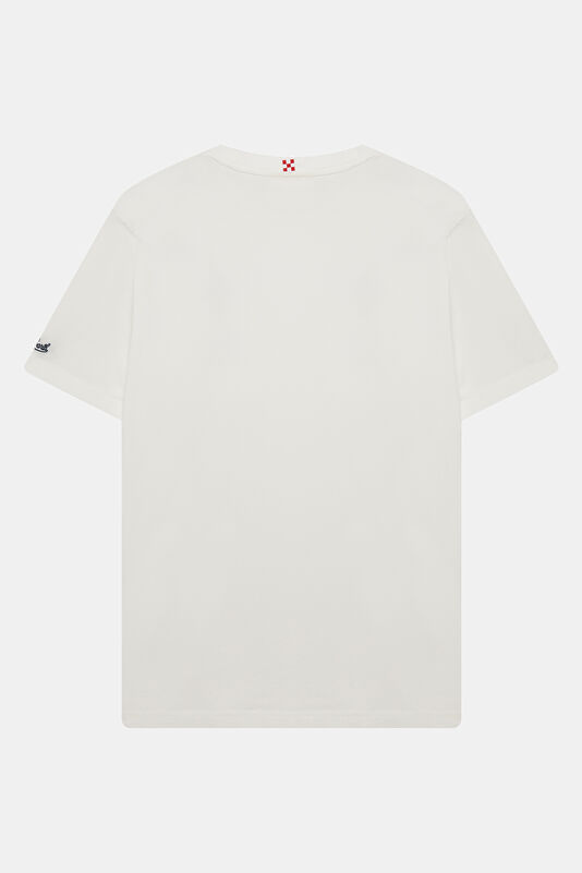 Portofino Relax Kalıp Beyaz Bisiklet Yaka Baskılı Erkek T-Shirt 2