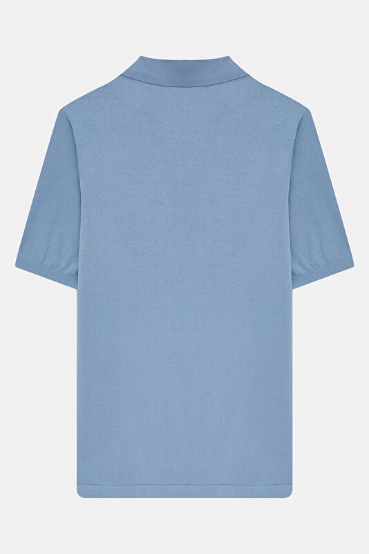 Men's Relaxed Fit Blue Polo Neck T-Shirt 2