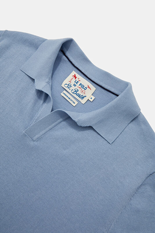 Men's Relaxed Fit Blue Polo Neck T-Shirt 3