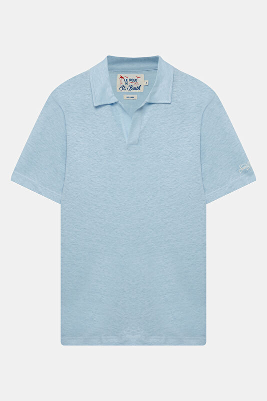 Relax Kalıp Mavi Bisiklet Yaka Erkek T-Shirt