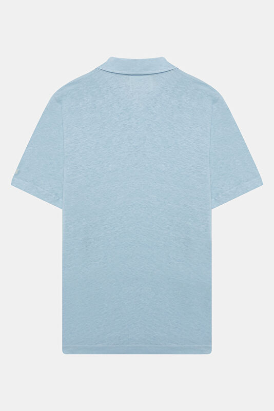 Relax Kalıp Mavi Bisiklet Yaka Erkek T-Shirt 2