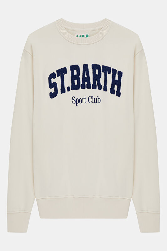 Ecru Relaxed-Fit Crew Neck Men's Sweatshirt