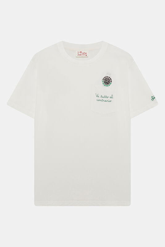 Austin Relaxed Fit White Crew Neck Printed Men's T-Shirt