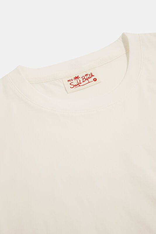Austin Relaxed Fit White Crew Neck Printed Men's T-Shirt 3