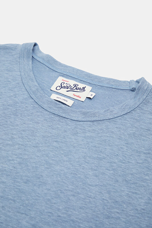 Relax Kalıp Mavi Bisiklet Yaka Erkek T-Shirt 3