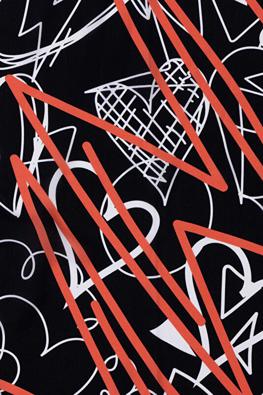 Black Patterned Silk Scarf 2