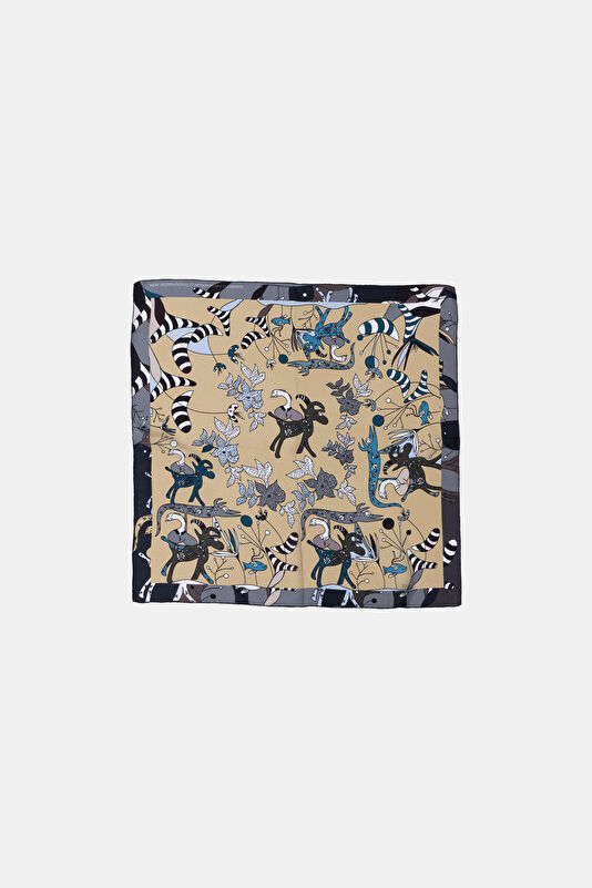 Yellow Patterned Silk Scarf
