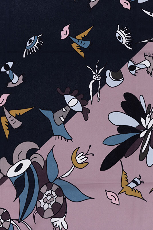Pink Patterned Silk Scarf 2