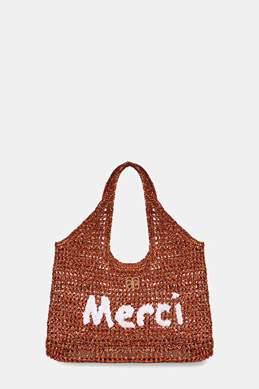 Aurea Dark Orange Raffia Bag