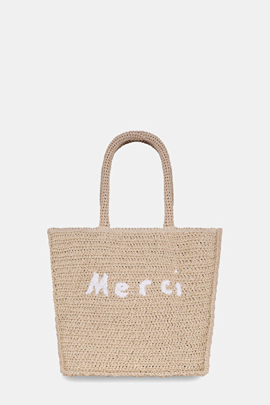 Kaia Large Beige Raffia Bag