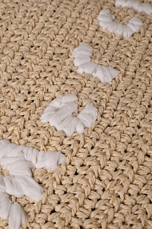 Kaia Large Beige Raffia Bag 4