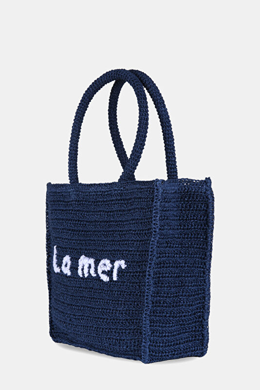 Kaia Large Lacivert Rafya Çanta 3