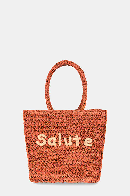 Kaia Large Orange Raffia Bag