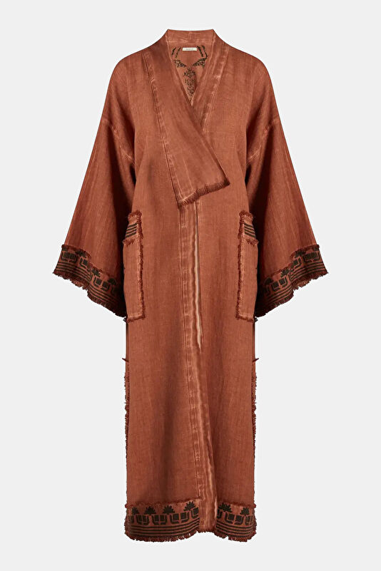Kahve Pamuk/Keten Kadın Kaftan