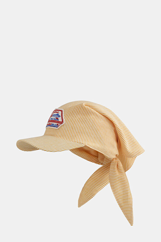 Rielle Sardine-Patch Linen Blend Visor Light Yellow Cotton/Linen Hat
