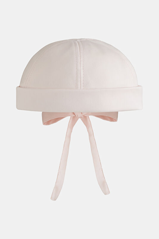 Maelle Bow-Tie Satin Docker Light Pink Hat 2