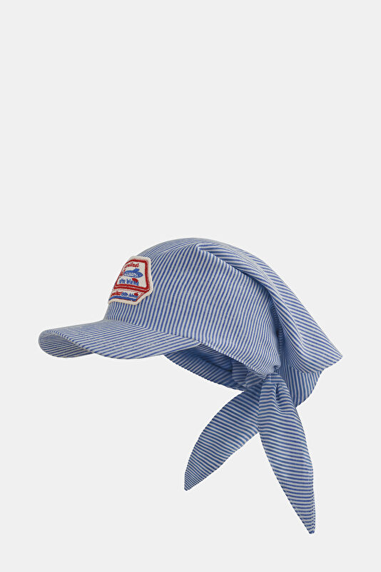 Rielle Sardine-Patch Linen Blend Visor Light Blue Cotton/Linen Hat