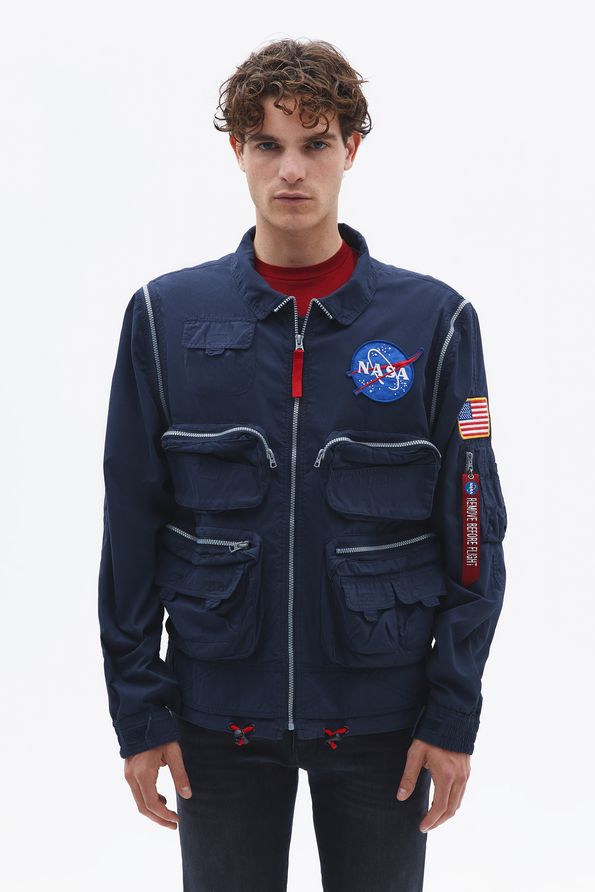 Nasa Outlet Outlet Men Alpha Nasa Evo Bomber Ll, Navy Blue