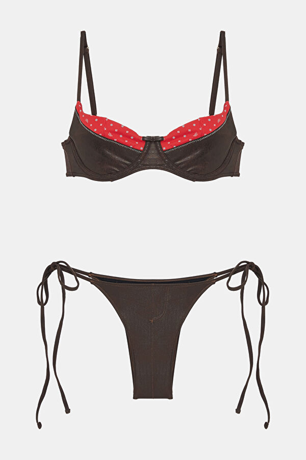 Brown Lace-up Women's Bikini