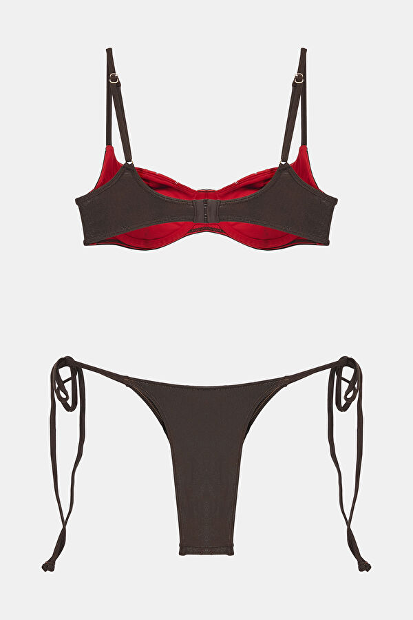 Brown Lace-up Women's Bikini 2